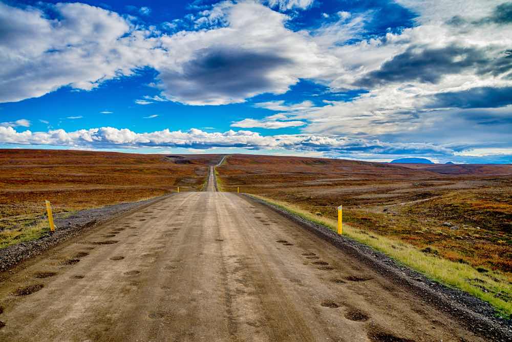 carretera sin pavimentar en Islandia